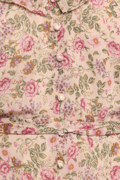 Sylvia Long Sleeve Mini Dress - Ivory Multi