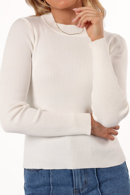Tammy Ribbed Knit Top - White