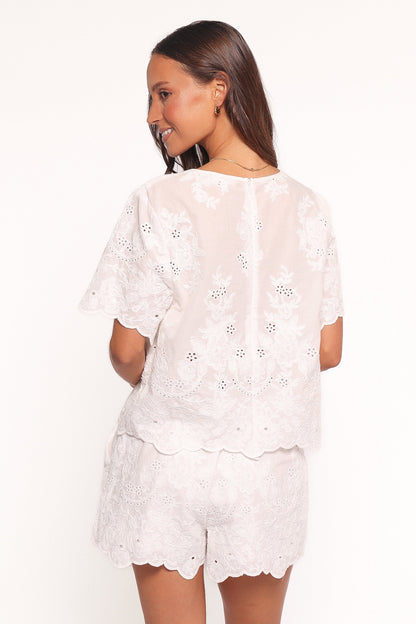 Tanis Embroidered Top - White