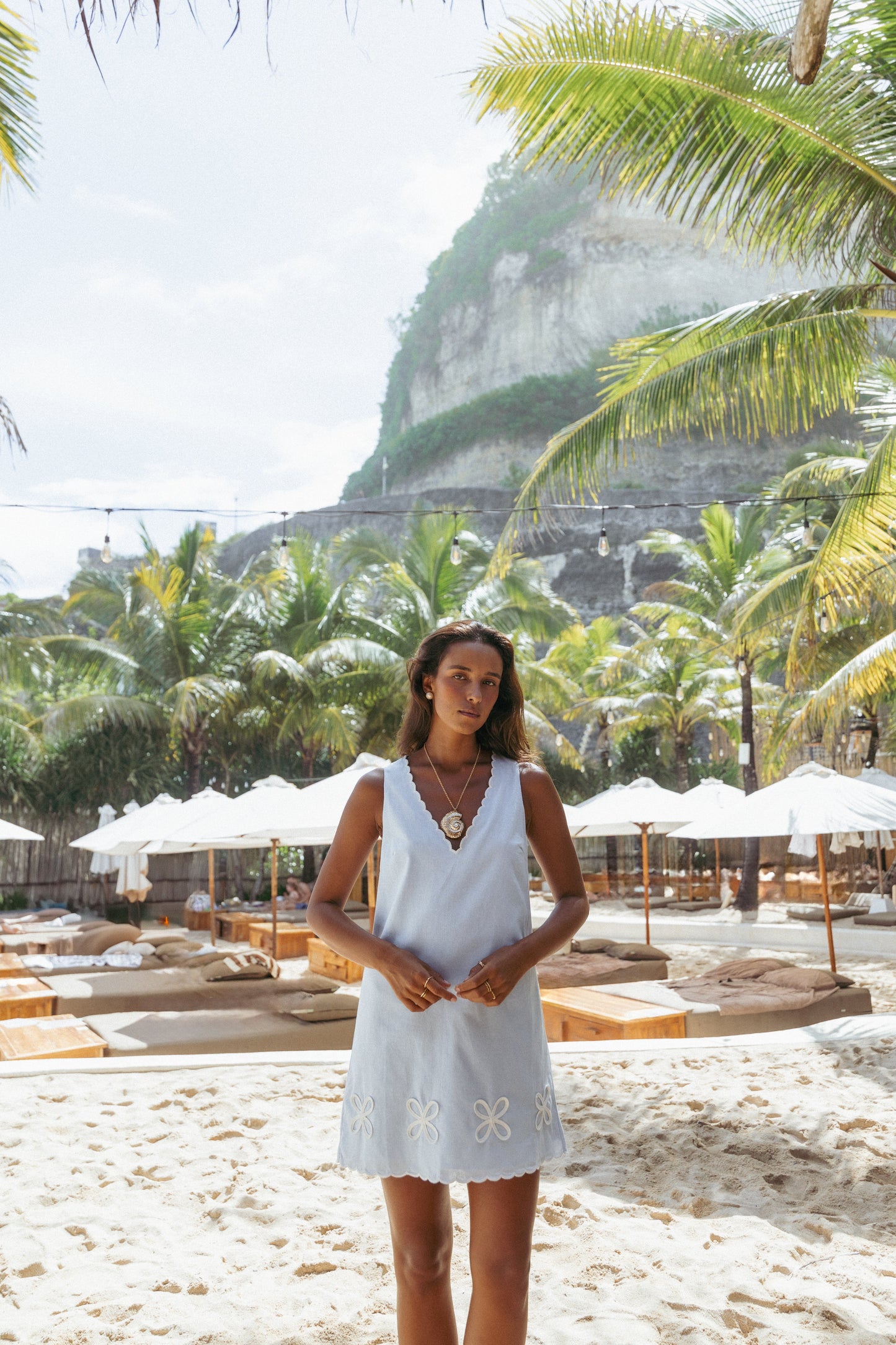 Thalia Mini Dress - Blue/White