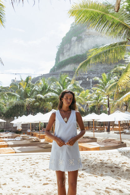 Thalia Mini Dress - Blue/White