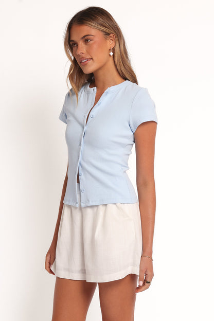 Tylarah Short Sleeve Cardigan Top - Light Blue
