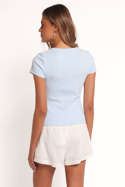 Tylarah Short Sleeve Cardigan Top - Light Blue
