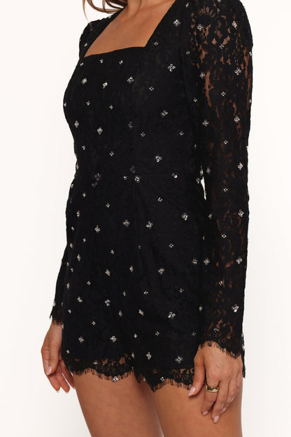 Vali Long Sleeve Romper - Black