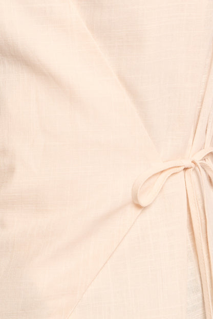 Vanni Wrap Front Linen Top - Cream