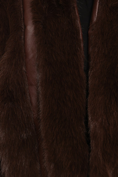 Velma Channel Faux Fur Jacket - Chocolate
