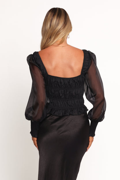 Vespera Smocked Top - Black
