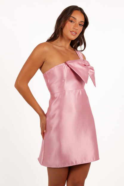 Veve One Shoulder Mini Dress - Poppy Pink