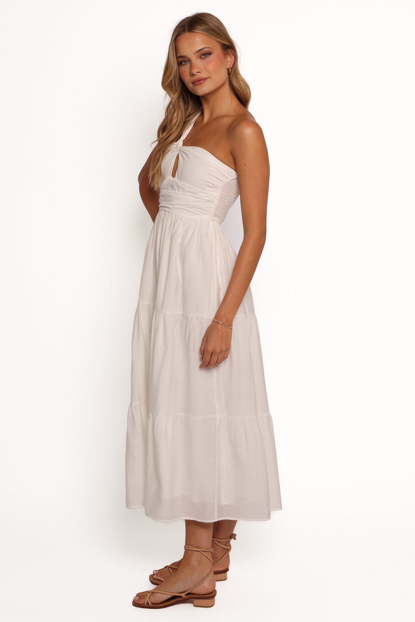 Vinny One Shoulder Maxi Dress - White