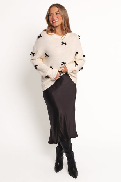 Voss Bow Knit Sweater - Cream