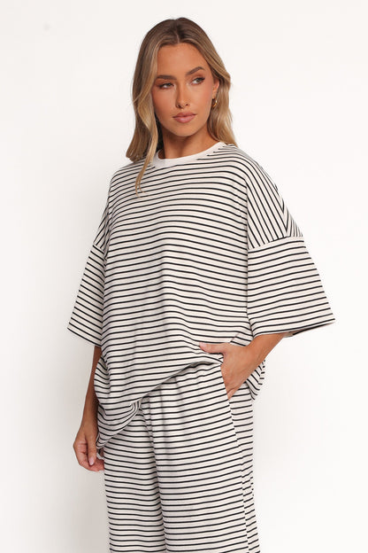 Wilda Oversized Tee - White Black Stripe