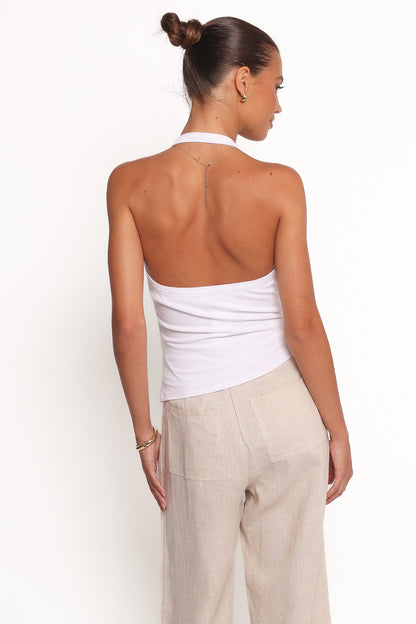 Yulissa Halter Knit Top - White