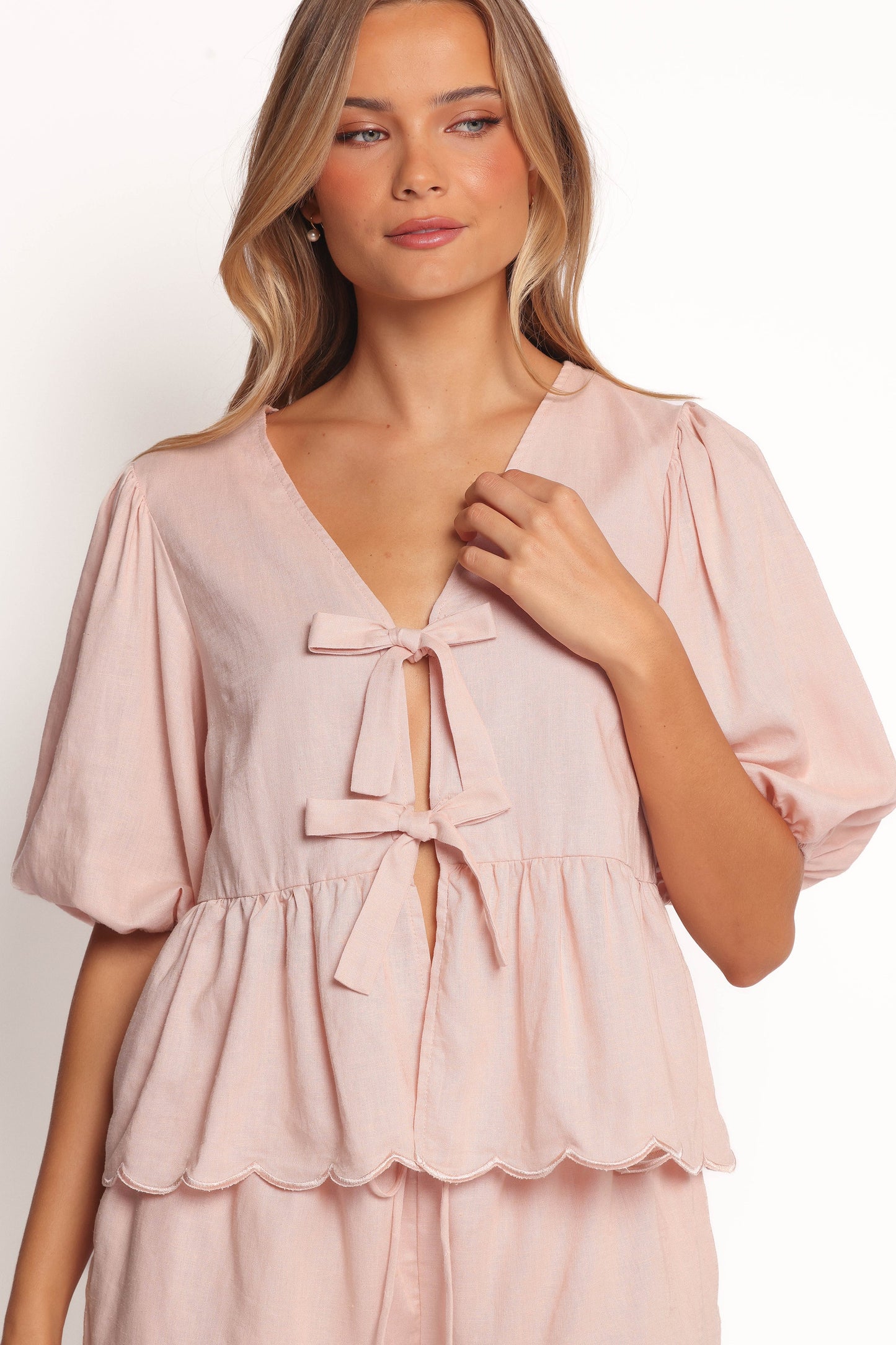 Zarie Scalloped Short Set - Light Pink