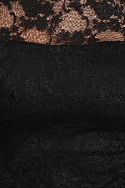 Ziva Lace Overlay Bodysuit - Black