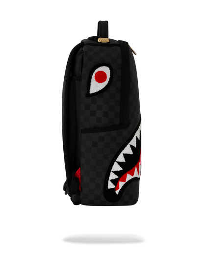LIGHTS OUT SHARKS IN PARIS CHENILLE SHARK BACKPACK