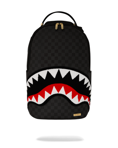 LIGHTS OUT SHARKS IN PARIS CHENILLE SHARK BACKPACK