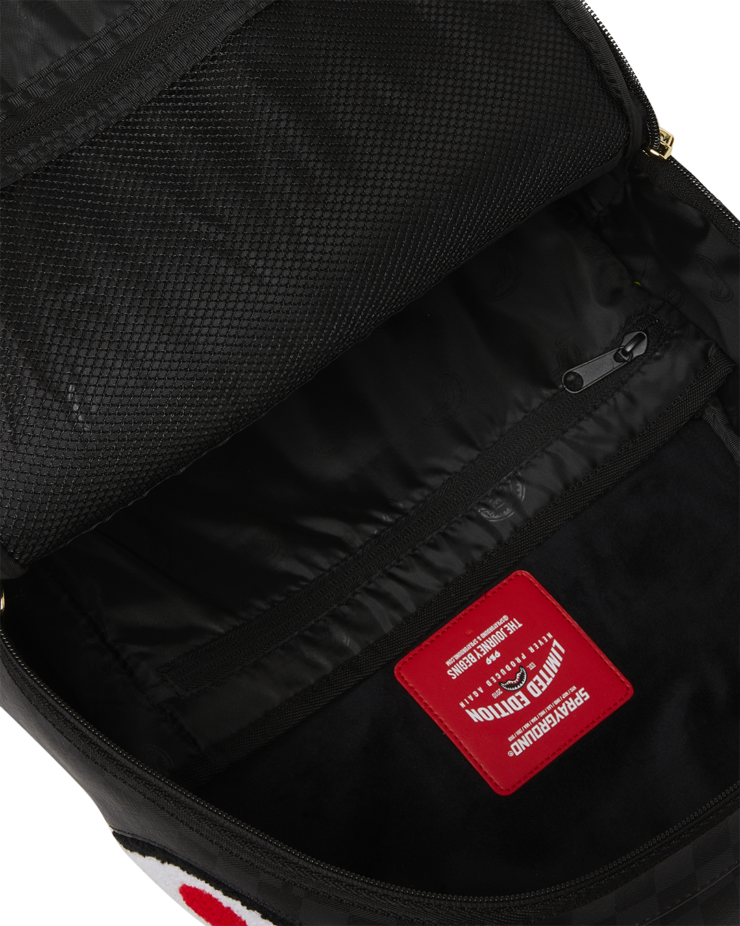 LIGHTS OUT SHARKS IN PARIS CHENILLE SHARK BACKPACK