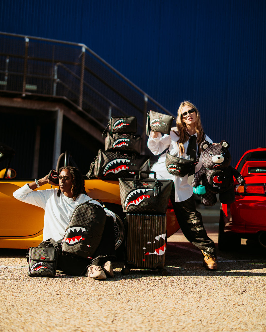 SPEED SHARK SIDE SWIPE MONEYBEAR TEDDY BEAR BACKPACK