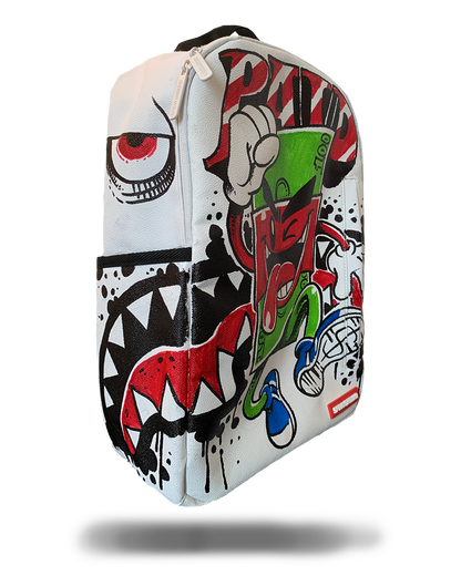 THE SPRAYGROUND DIY WHITE BACKPACK (VEGAN LEATHER & INNER MONEY LINING) & MARKERS INCLUDED