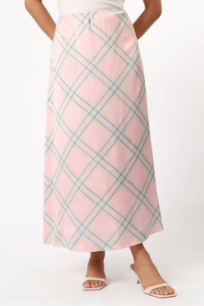 Clarissa Midi Skirt - Pink Check