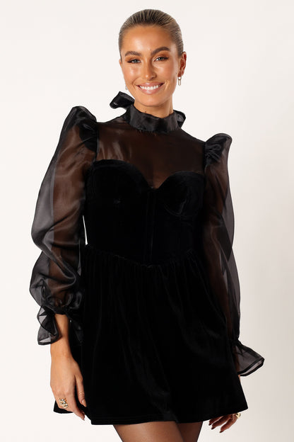 Blaire Longsleeve Mini Dress - Black