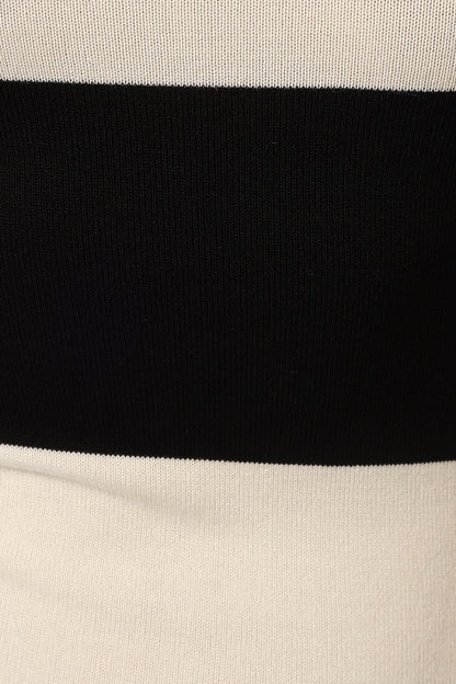 Bridget Midi Dress - Cream/Black Stripe