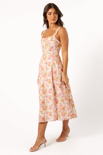 Cosima Midi Dress - Pink Floral