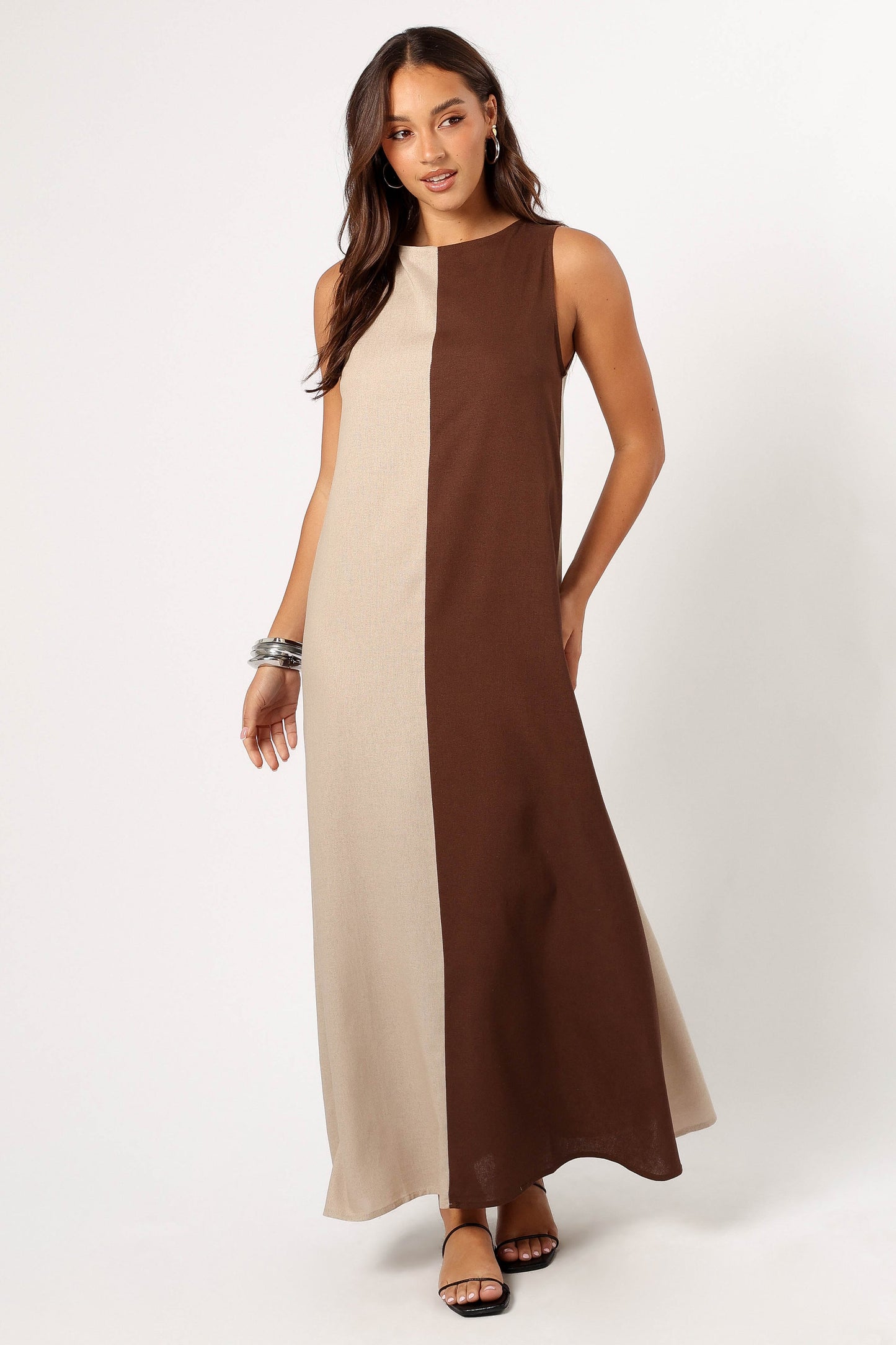 Lindi Maxi Dress - Brown/Beige