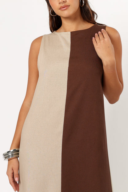 Lindi Maxi Dress - Brown/Beige