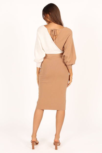 Nate Dress - Beige/White