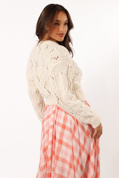 Birdie Tie Side Knit Sweater - Cream