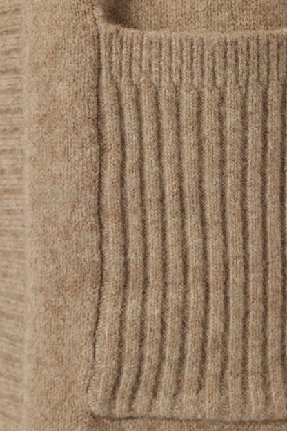 Nicolette Open Front Long Cardigan - Latte