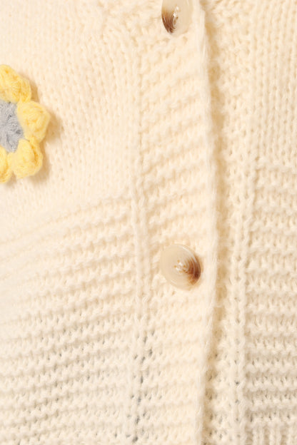 Sienna Flower Cardigan - Cream