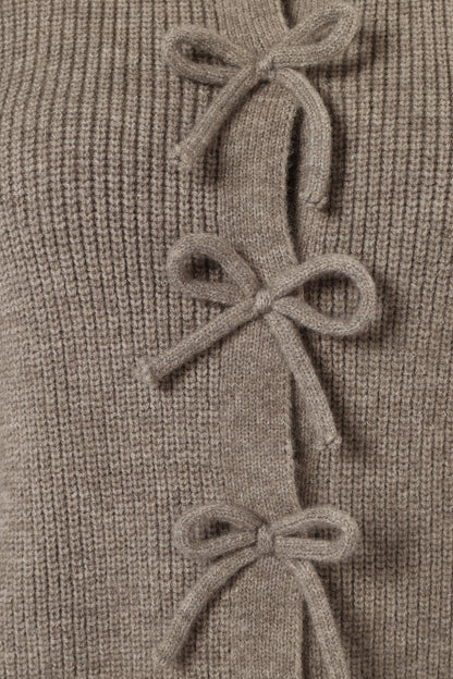 Wilde Bow Front Cardigan - Light Grey