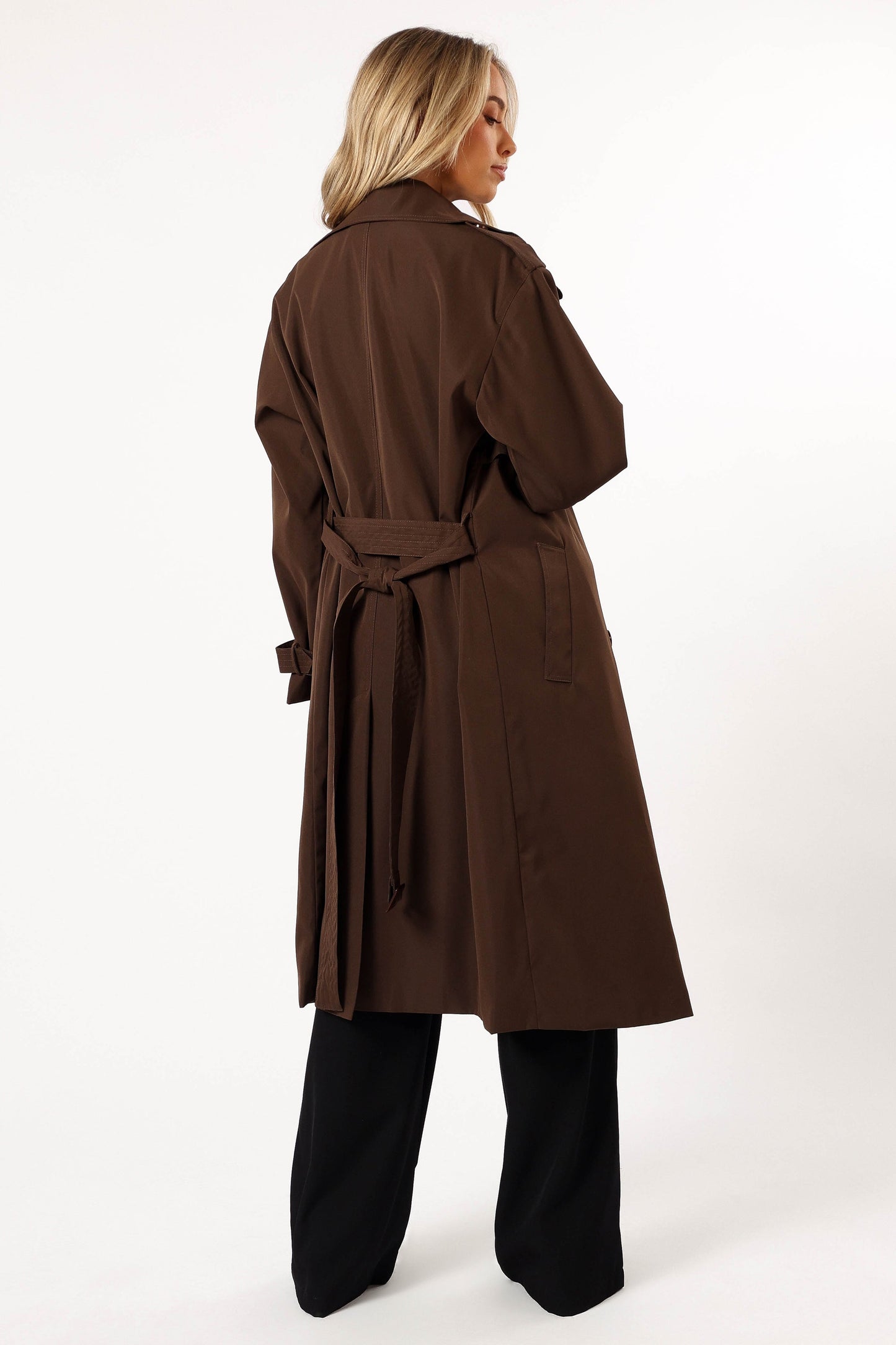 Billy Button Front Trench Coat - Chocolate Brown
