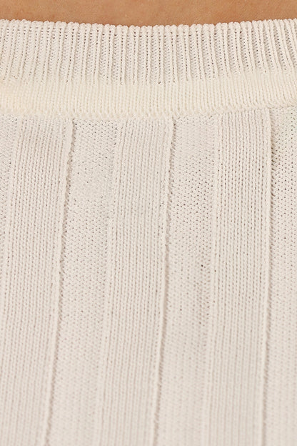 Aneesa Wide Rib Knit Top - White