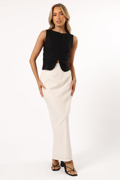 Daniella Linen Vest - Black