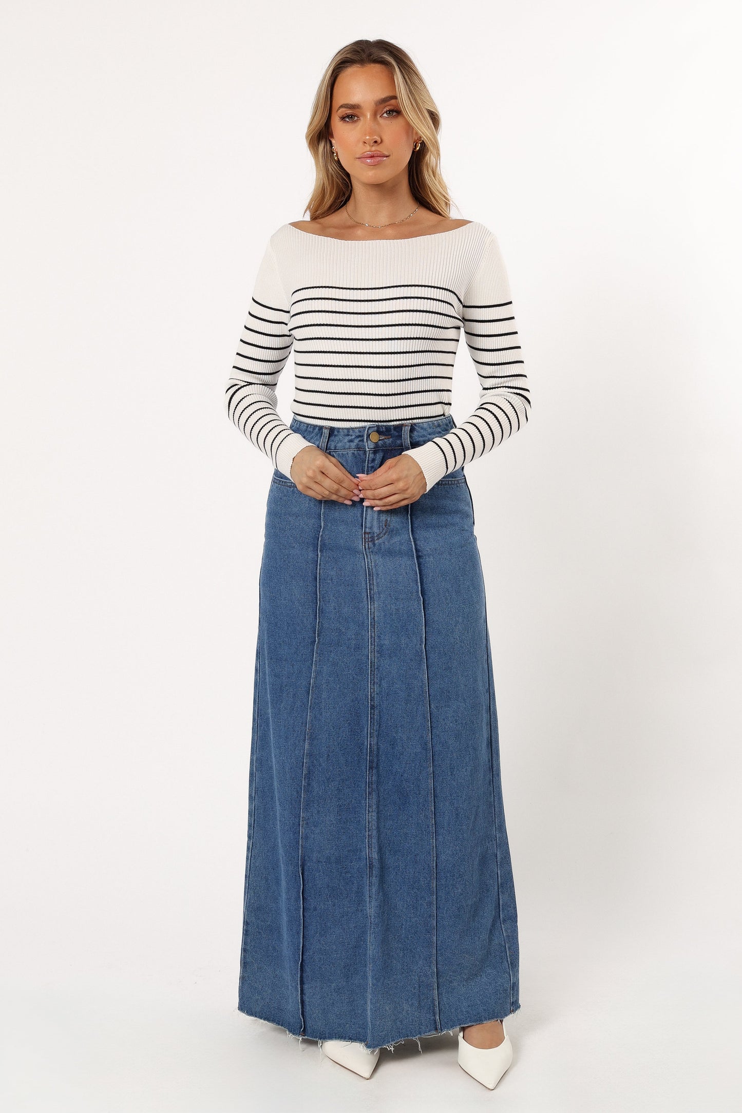 Kiersten Knit Top - White Black