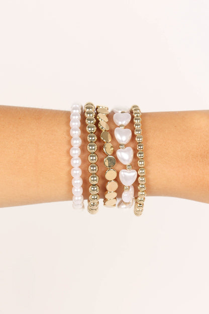 Angelique Bracelet Set - Gold Pearl