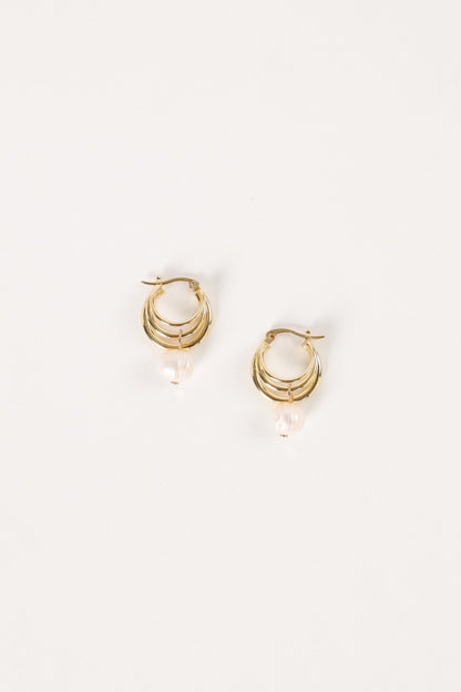 Bernyce Hoop Pear Earrings - Gold