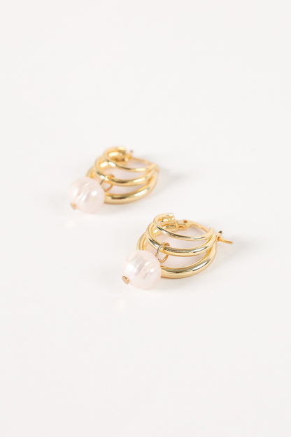 Bernyce Hoop Pear Earrings - Gold