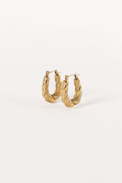 Beth Twist Hoop Earrings - Gold