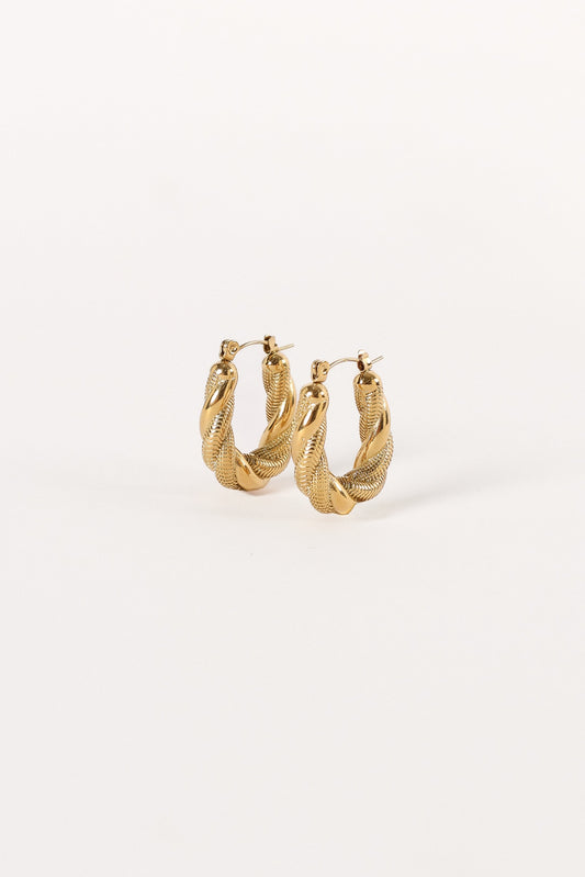 Beth Twist Hoop Earrings - Gold