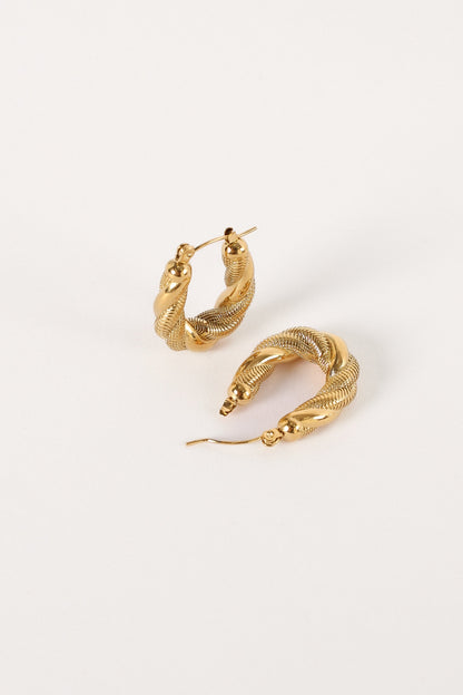 Beth Twist Hoop Earrings - Gold
