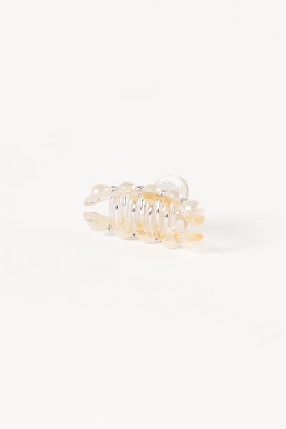 Lile Pearl Hair Clip - White
