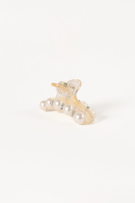 Lile Pearl Hair Clip - White