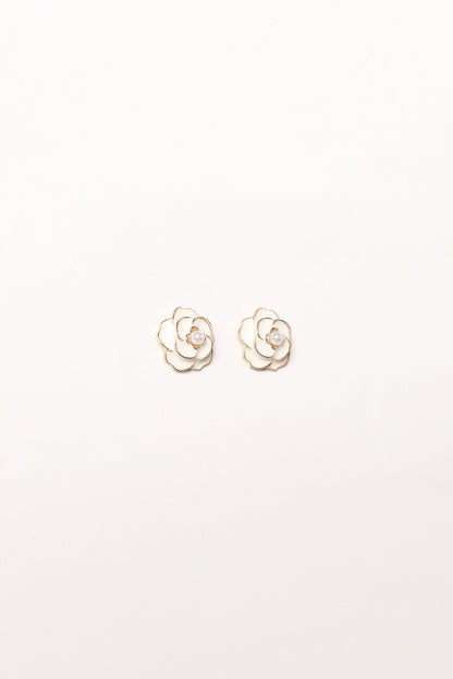 Reina Flower Earrings - Gold White