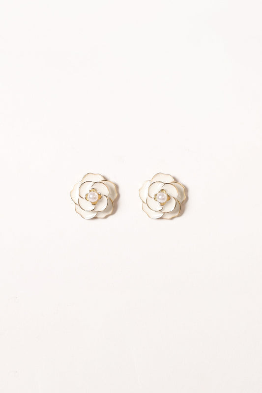 Reina Flower Earrings - Gold White