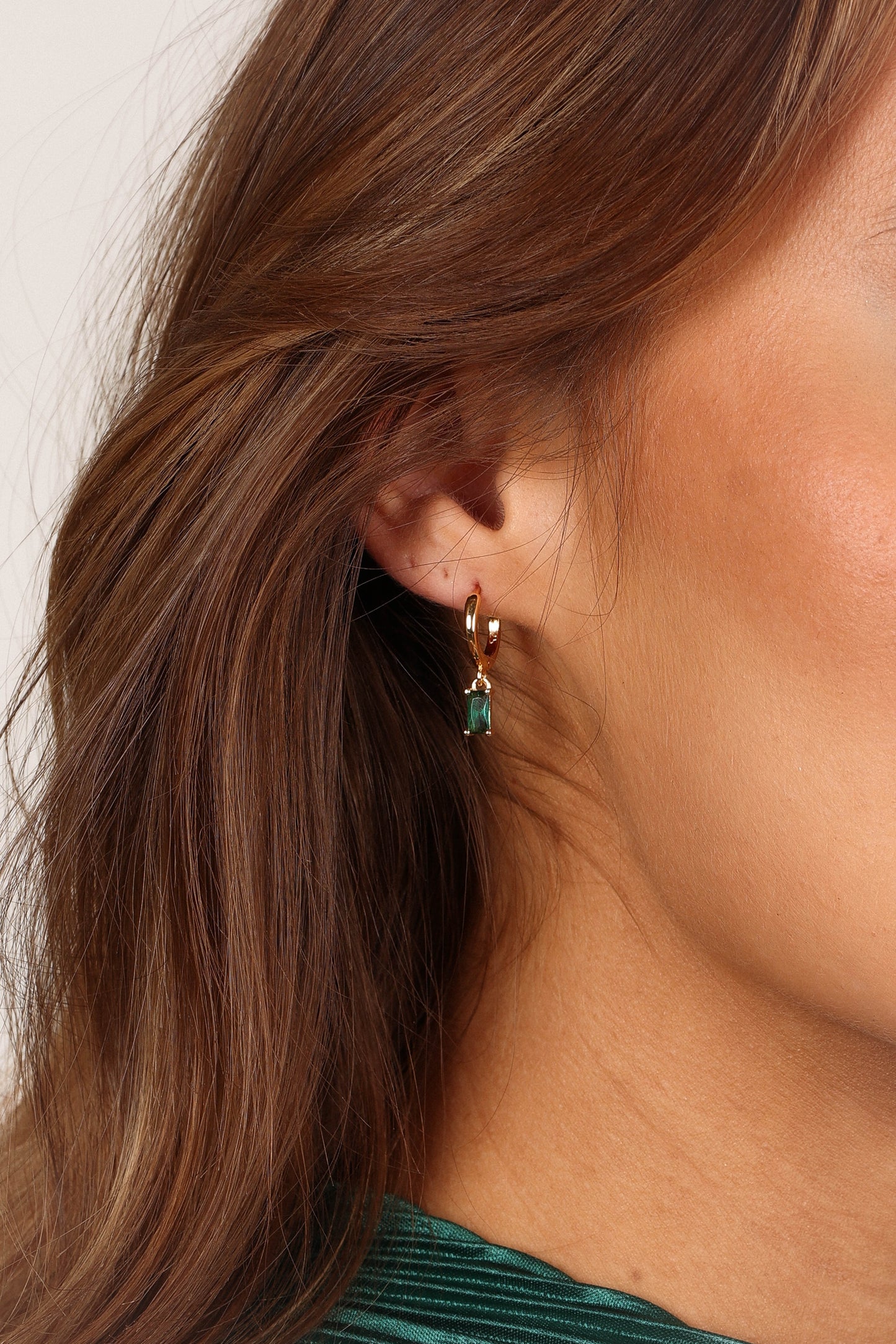 Sadie Drop Earrings - Gold/Emerald