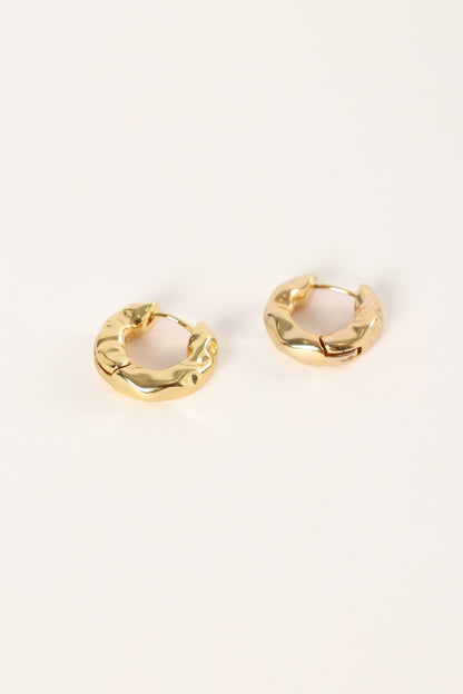 Simone Textured Hoop Earrings - Gold